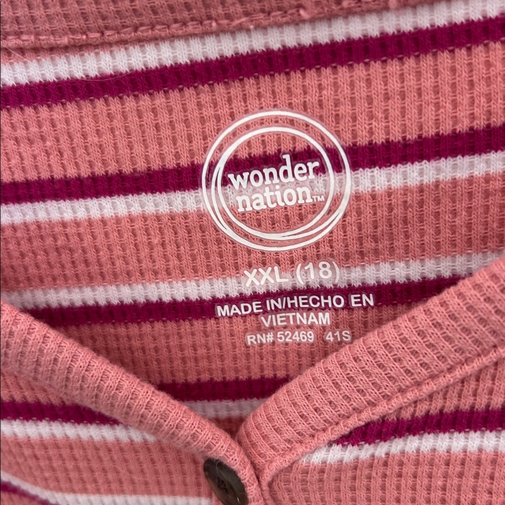Pink Striped Shirt w/ Ruffled Hems - Picture 2 of 9